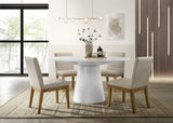 Jasper White 5 Piece 59"W Contemporary Round Dining Table Set with Beige Fabric Chairs