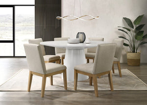 Jasper White 7 Piece 59"W Round Dining Table Set with Driftwood Finish Chairs