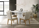 Jasper White 7 Piece 59"W Round Dining Table Set with Driftwood Finish Chairs