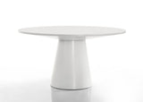 Jasper White 5 Piece 59"W Contemporary Round Dining Table Set with Beige Fabric Chairs