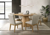 Jasper Driftwood Finish 7 Piece 59"W Round Dining Table Set with Beige Fabric Chairs