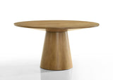 Jasper Driftwood Finish 5 Piece 59"W Contemporary Round Dining Table Set with Beige Fabric Chairs