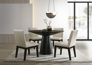 Jasper Ebony Black 5 Piece 47"W Contemporary Round Dining Table Set with Black Finish Chairs