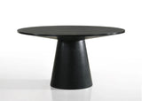 Jasper Ebony Black 3 Piece 47"W Round Dining Table Set with Gray Barrel Chairs