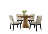 Jasper Driftwood Finish 5 Piece 47"W Contemporary Round Dining Table Set with Black Finish Chairs