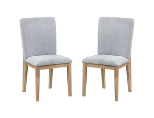 Caspian Set of 2 Gray Linen and Oak Finish 19"W Dining Chair