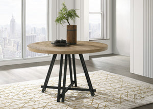 Tate Oak Finish 47"W Round Dining Table with Metal Base