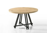 Tate Oak Finish 47"W Round Dining Table with Metal Base