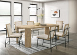 Magnus 66"W Oak Finish Extendable Rectangular Dining Table Set with Cream Color Upholstered Chairs