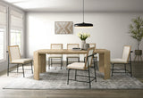 Magnus 66"W Oak Finish Extendable Rectangular Dining Table Set with Cream Color Upholstered Chairs