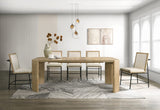 Magnus 66"W Oak Finish Extendable Rectangular Dining Table Set with Cream Color Upholstered Chairs