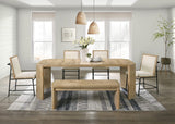 Magnus 6 Piece Oak Finish 84"W Extendable Rectangular Dining Table Set with Dining Bench