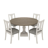 Tannen 59"W Round White and Gray 5-Pc Dining Table Set