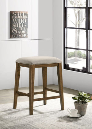 Sasha 17"W Walnut Counter Height Stool with Upholstered Seat