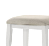 Sasha 17"W White Counter Height Stool with Upholstered Seat