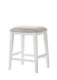 Sasha 17"W White Counter Height Stool with Upholstered Seat