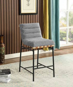 Lahni 17.75"W Gray Boucle Fabric Counter Height Chair