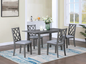 Carlisle 5-Piece 59.5"W Gray Finish Extendable Wood Dining Set with Upholstered Seat Cushion