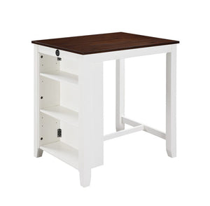 Graham 36"W White Finish Small Space Counter Height Dining Table with USB Charging Ports and Shelves