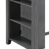 Graham 36"W 3-Piece Gray Finish Small Space Counter Height Dining Table with Shelves and 2 Chairs