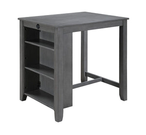 Graham 36"W Gray Finish Small Space Counter Height Dining Table with USB Charging Ports and Shelves