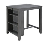 Graham 36"W 3-Piece Gray Finish Small Space Counter Height Dining Table with Shelves and 2 Chairs