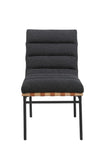 Lahni Black Boucle Fabric Set of 2 Dining Chair with Black Iron Legs