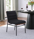 Lahni Black Boucle Fabric Set of 2 Dining Chair with Black Iron Legs