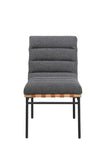 Lahni Dark Gray Boucle Fabric Set of 2 Dining Chair with Black Iron Legs