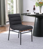 Lahni Dark Gray Boucle Fabric Set of 2 Dining Chair with Black Iron Legs