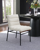 Lahni White Boucle Fabric Set of 2 Dining Chair with Black Iron Legs