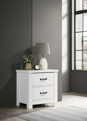 Cassini 21.5"W White 2-Drawer Nightstand Bedside Table