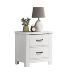 Cassini 21.5"W White 2-Drawer Nightstand Bedside Table