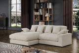 Mystic 105"W Beige Corduroy Reversible Sectional Sofa Chaise