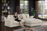 Mystic 105"W Beige Corduroy Reversible Sectional Sofa Chaise