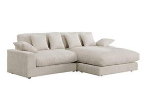 Mystic 105"W Beige Corduroy Reversible Sectional Sofa Chaise