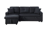 Francine 81"W Black Linen Reversible Sleeper Sectional Sofa with Storage Chaise