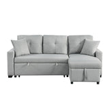 Francine 81"W Gray Linen Reversible Sleeper Sectional Sofa with Storage Chaise