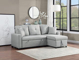 Francine 81"W Gray Linen Reversible Sleeper Sectional Sofa with Storage Chaise