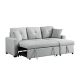 Francine 81"W Gray Linen Reversible Sleeper Sectional Sofa with Storage Chaise