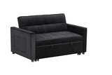 Maeve 53.5"W Black Velvet Convertible Sleeper Loveseat with Tufting and Side Pocket