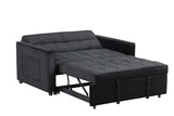 Maeve 53.5"W Black Velvet Convertible Sleeper Loveseat with Tufting and Side Pocket