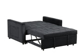 Maeve 53.5"W Black Velvet Convertible Sleeper Loveseat with Tufting and Side Pocket