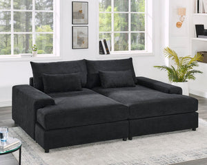 Jaylee Black Fabric 88" Wide Oversized Sleeper Sofa