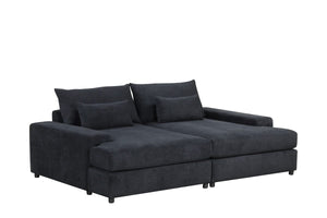 Jaylee Black Fabric 88" Wide Oversized Sleeper Sofa