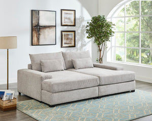 Jaylee Light Gray Fabric 88" Wide Oversized Sleeper Sofa