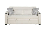 Bennett 71"W Beige Fabric Convertible Sleeper Loveseat with USB Charger and Cupholders