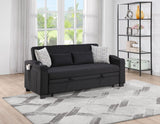 Bennett 71"W Black Fabric Convertible Sleeper Loveseat with USB Charger and Cupholders