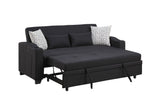 Bennett 71"W Black Fabric Convertible Sleeper Loveseat with USB Charger and Cupholders