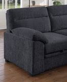 Kipling II 92.5"W Dark Gray Chenille Fabric Sleeper Sectional Sofa with Right-Facing Chaise, Cupholders, USB Charging port